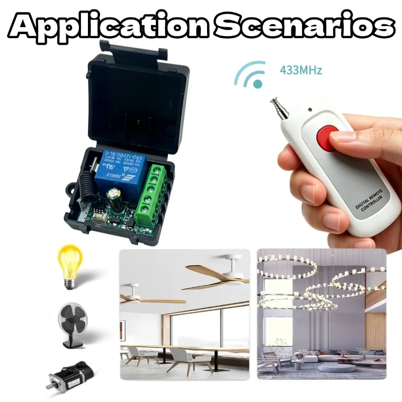 DC 6V 9V 12V 24V RF Relay Module Remote Control Switch 433Mhz Button Wireless Kit for LED Lamp Bulb Gate Door Fan