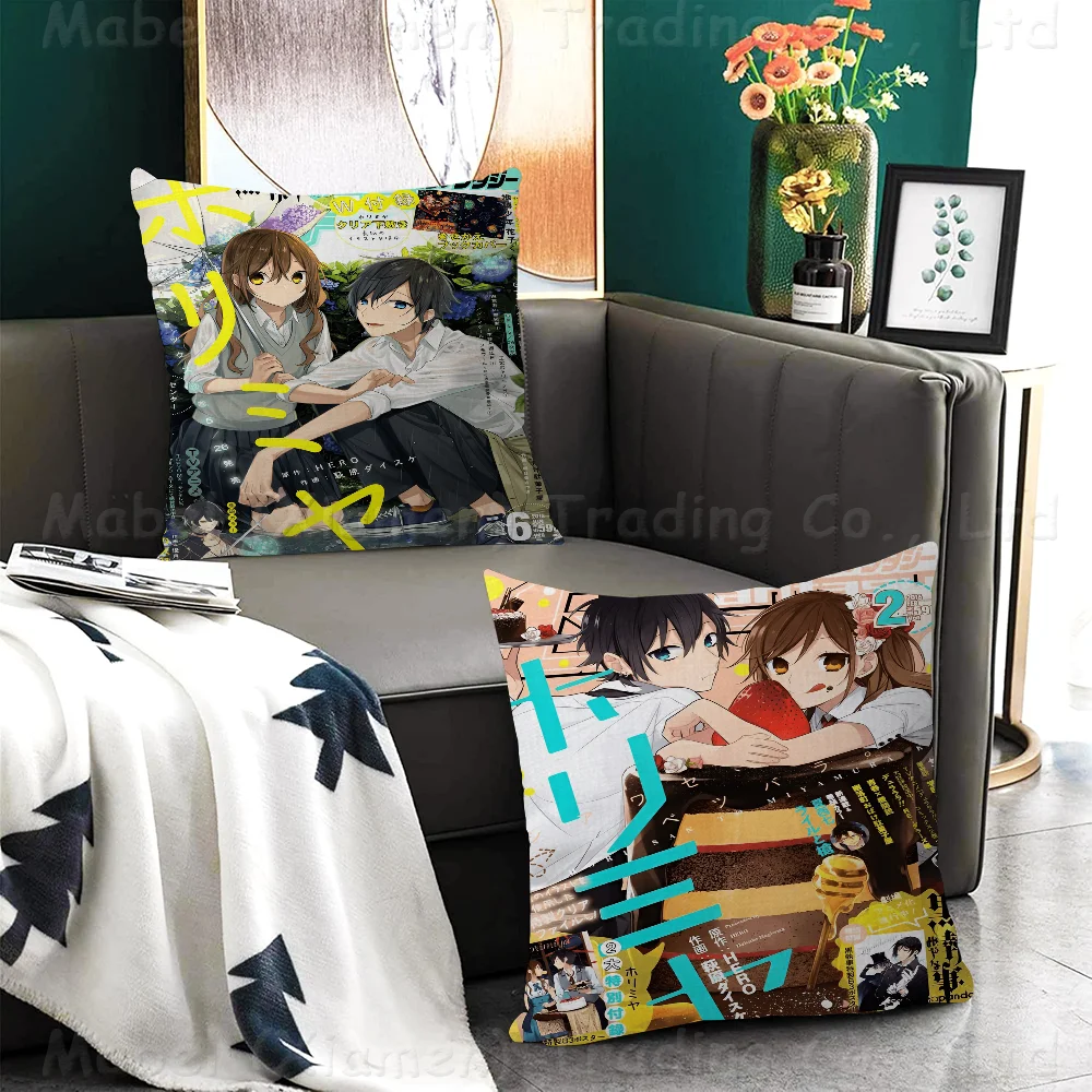 Horimiya Pillowcase Toon Gift Cushion Cover Bedroom Home Sofa Chair Seat Decor Pillow Case