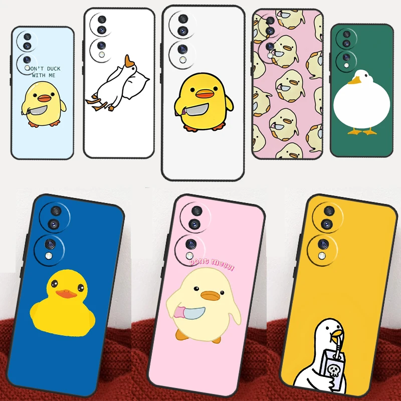 Cartoon Duck Knife Case For Honor X8 X7 X9 Magic 4 Lite Magic 5 Pro X6a X7a X8a X9a 8X 10 50 70 90 Lite Cover