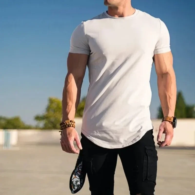 T-shirt for summer men's sports and leisure exercise short sleeved T-shirt high-quality cotton fitness sportswear top plus size