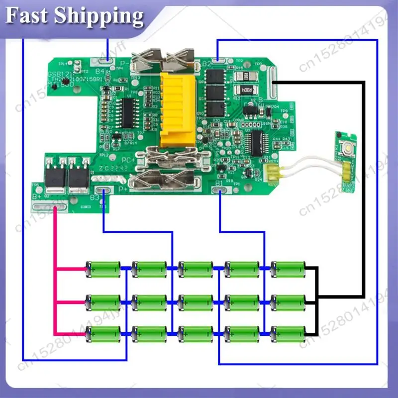 -ABDH 2X BL1890 علبة بطارية ليثيوم PCB شحن حماية لوحة دوائر كهربائية شل صندوق ل 18 فولت 9.0Ah 18650 -15
