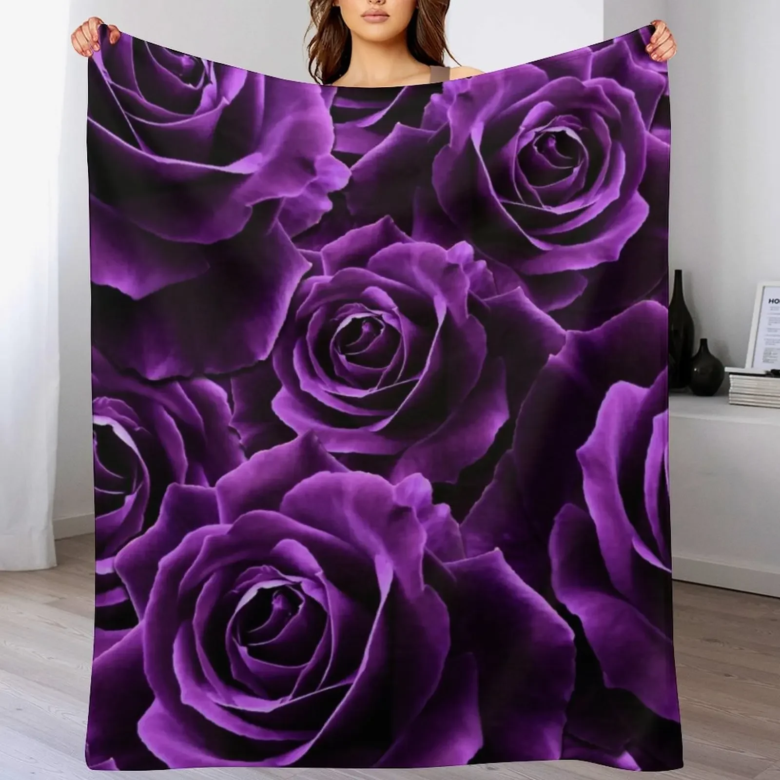 

Velvet Roses Purple Throw Blanket sofa bed Kid'S Luxury Baby Blankets