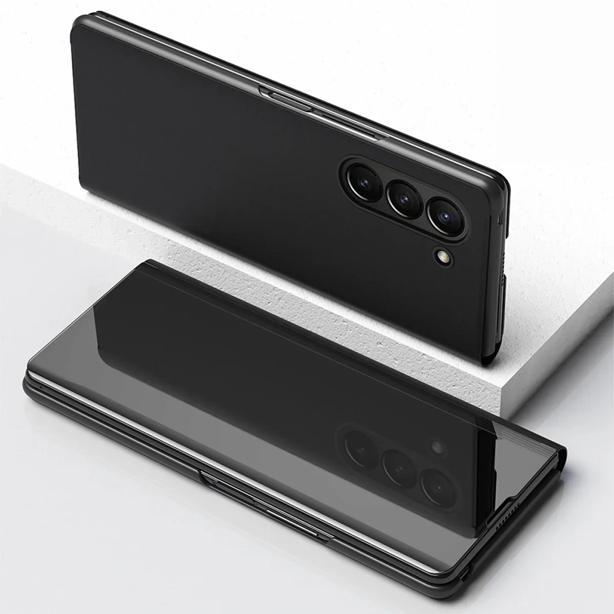 Busin Plating Mirror Smart View High-end Sle Leather Flip Case For Samsung Galaxy Z Fold 8 Ultra 7 6 5 4 Anti-fall Protect Cover