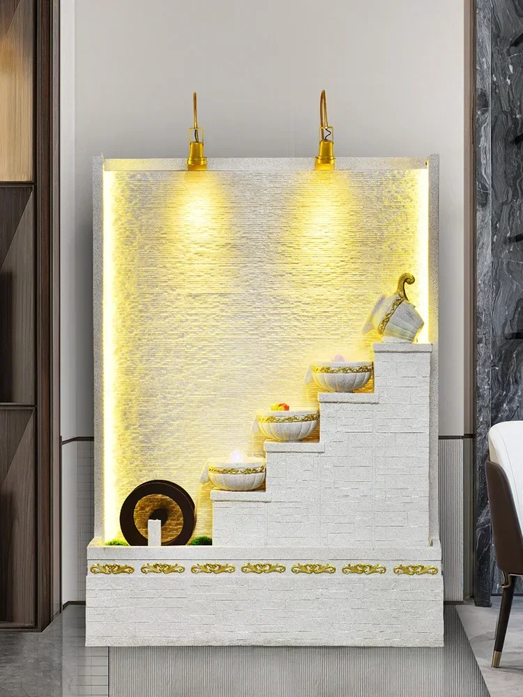 

S European-Style Water Wall Screen Rockery Circulating Fountain Company Store Villa Indoor Hallway Landscape Floor Ornaments
