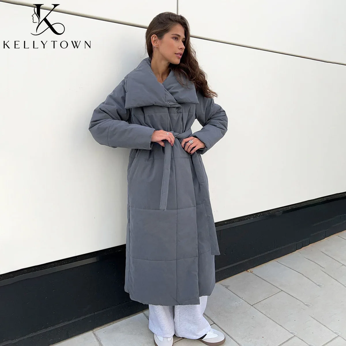 2026 Winter Stand Collar Long Parka Women Wrap Coat Outwear Female Chic Pockets Solid Long Sleeve Thick Warm Quilted Outerwears