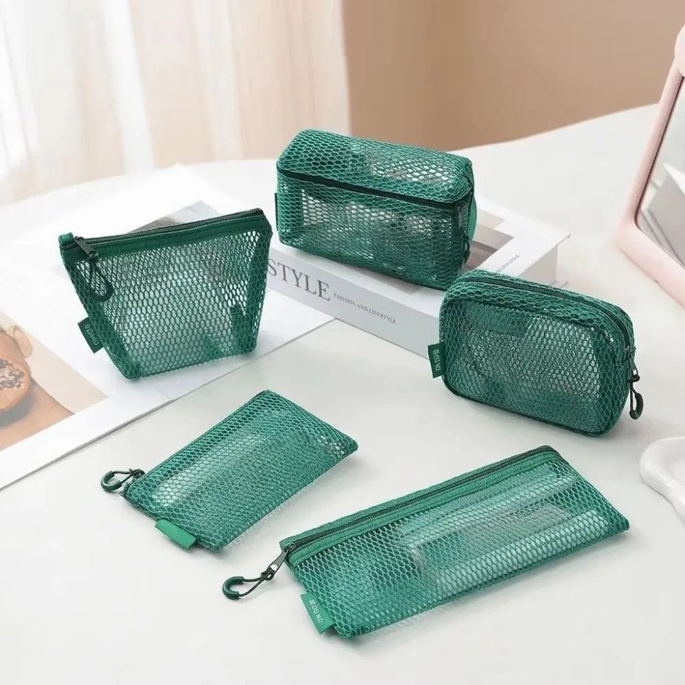 New Nylon Transparent Storage Bag Square Clear View Mesh Storage Pouch Lightweight Breathable Mesh Makeup Bag Home Use