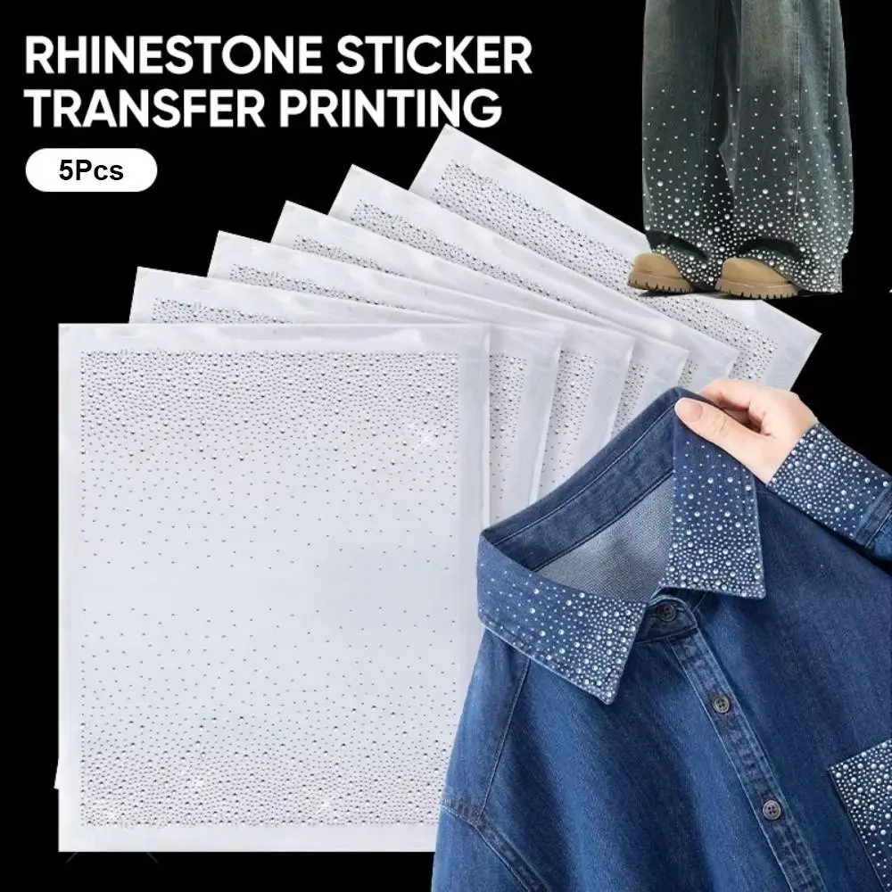 

5 Sheets Gradient Polka Dot Self Adhesive Rhinestone Sticker DIY Starry Sky Pattern Iron-On Rhinestone Sheets Bling Arts Crafts