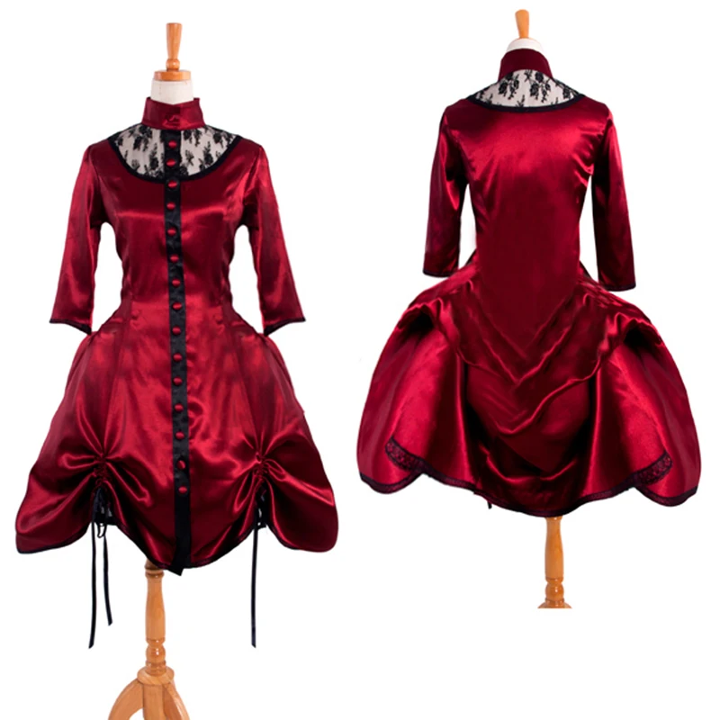 

Gothic Red Short Victorian Dress Vampire Ball Dress Halloween Masquerade Party Dress
