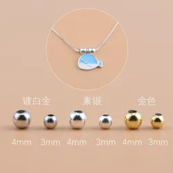 5PCS S925 sterling silver silicone positioning fixed adjustment beads handmade diy bracelet necklace jewelry