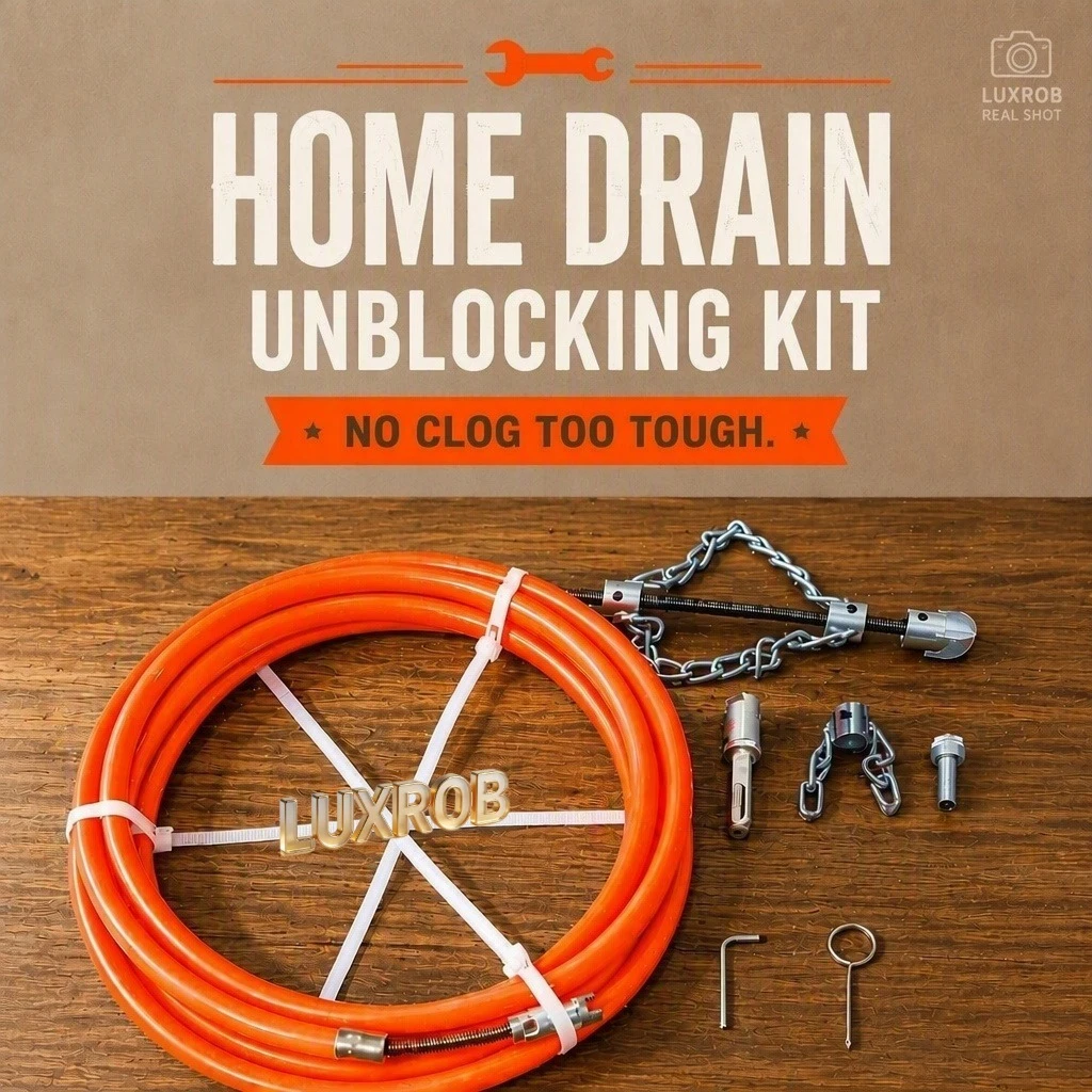 Kit de débouchage de canalisations pour perceuse électrique, avec tige solide de 8 mm, pour tuyaux en PE, déboucheur de tuyaux d'évacuation pour cuisine et salle de bain.