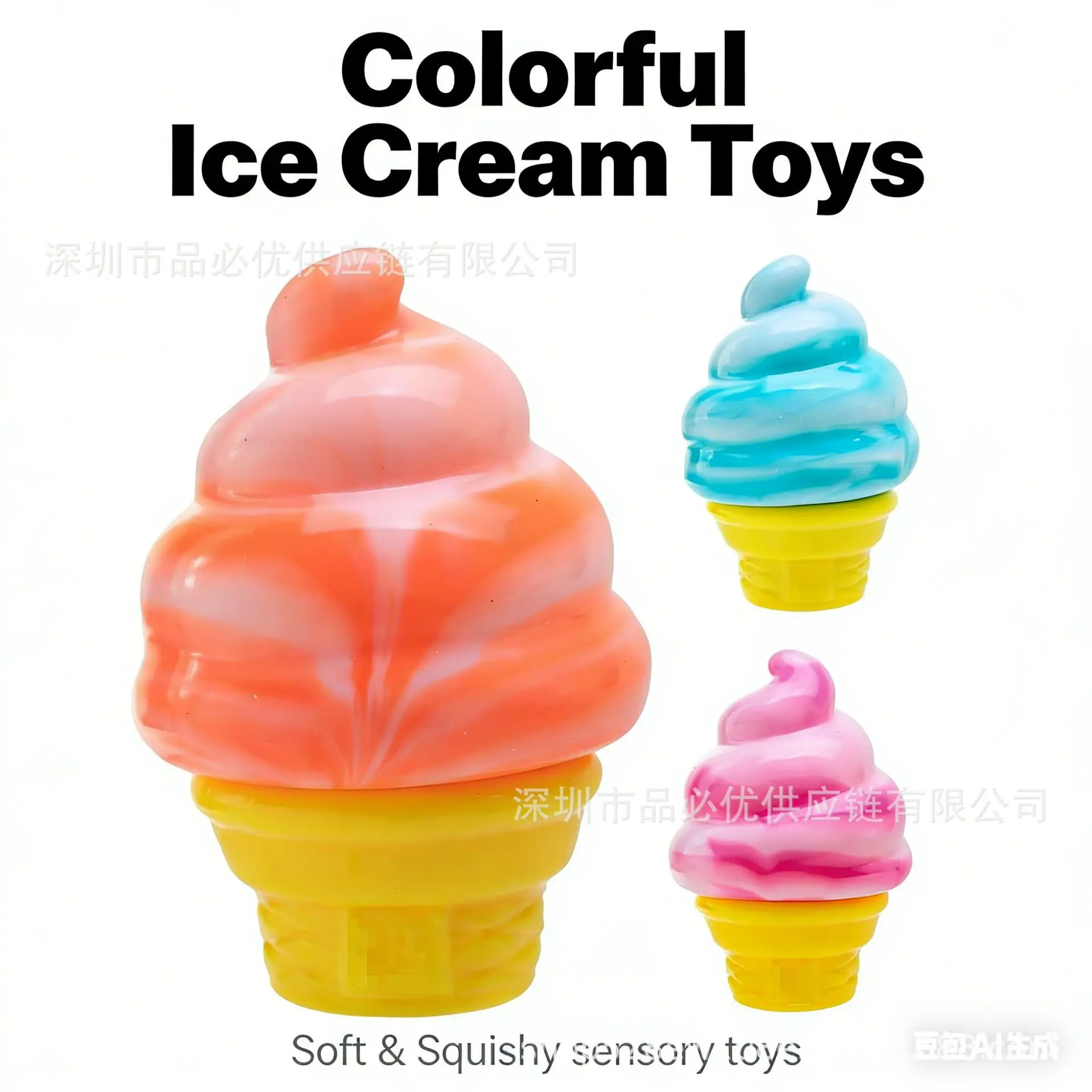 Juguetes de Descompresión con Forma de Helado, Juguetes para Apretar con Forma de Helado, Juguetes Sensoriales de Descompresión, Herramientas de Descompresión, Regalos, Adornos