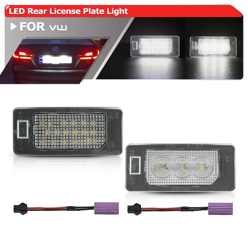 2x Canbus Full White Led License Plate Lights For VW Tiguan Touran Touareg T-Cross Golf Variant Sportsvan Sharan T6 Jetta Polo