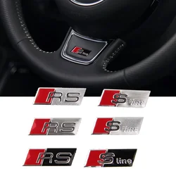 Aluminium Car Steering Wheel Sticker Nameplate for Audi Sline A4L A6L A3 A4 A5 A6 A7 A8 Q3 Q5 RS3 RS5 S3 S4 S5 B8 B9 Inner Badge