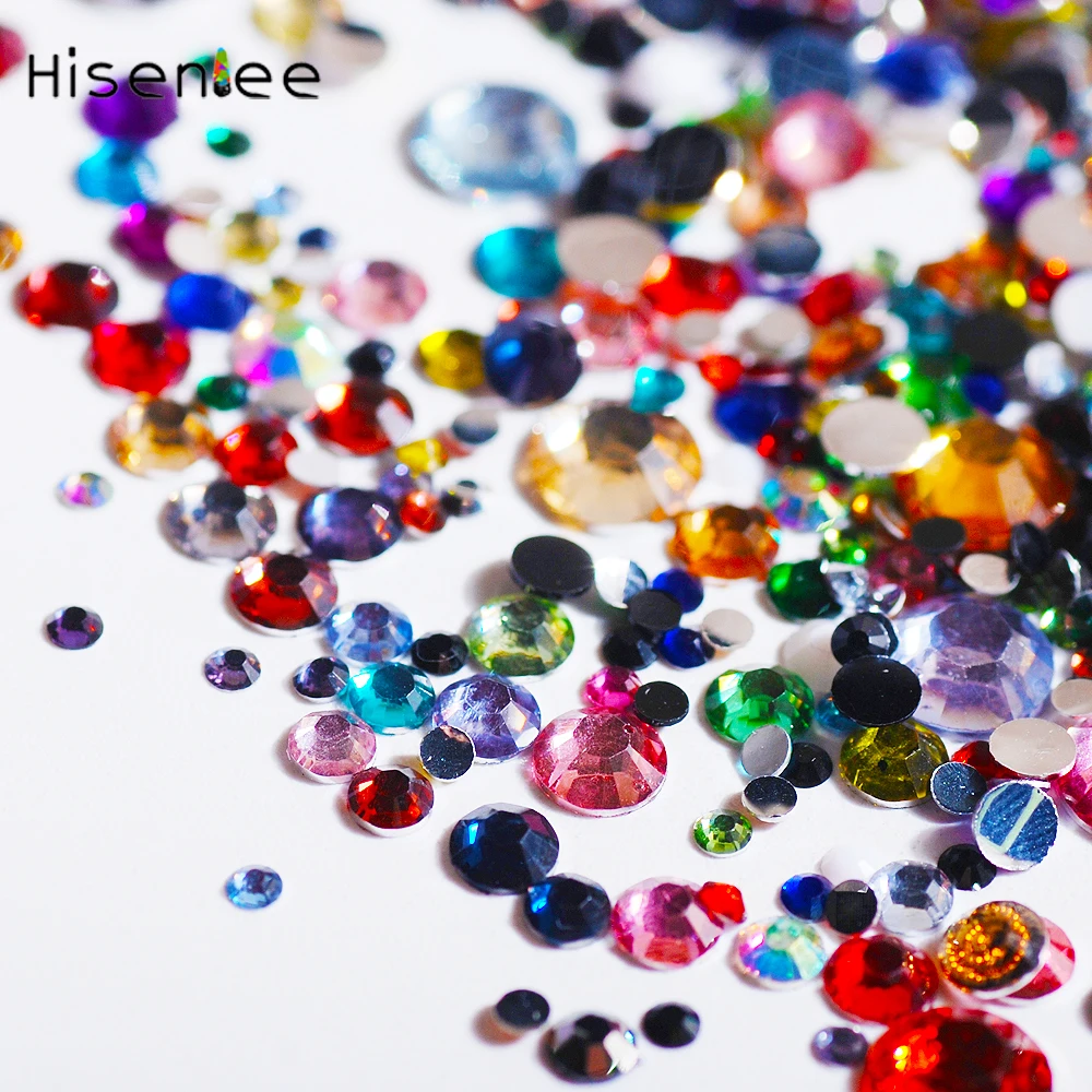 2MM/3MM/4MM/5MM/6MM Mixed Size Resin Material Round Flatback Rhinestone For Nail Art DIY Decor Strass Stone 1000pcs