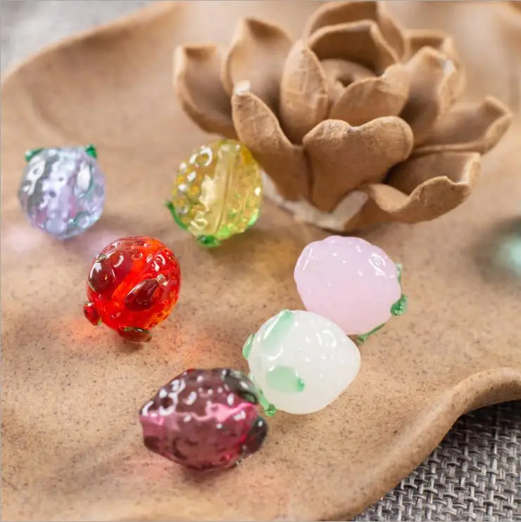 12mm*15mm Handmade Lampwork Glass Beads Lovely Strawberry Beads Multi-color for  Bracelet Necklace Earring diy jewelry