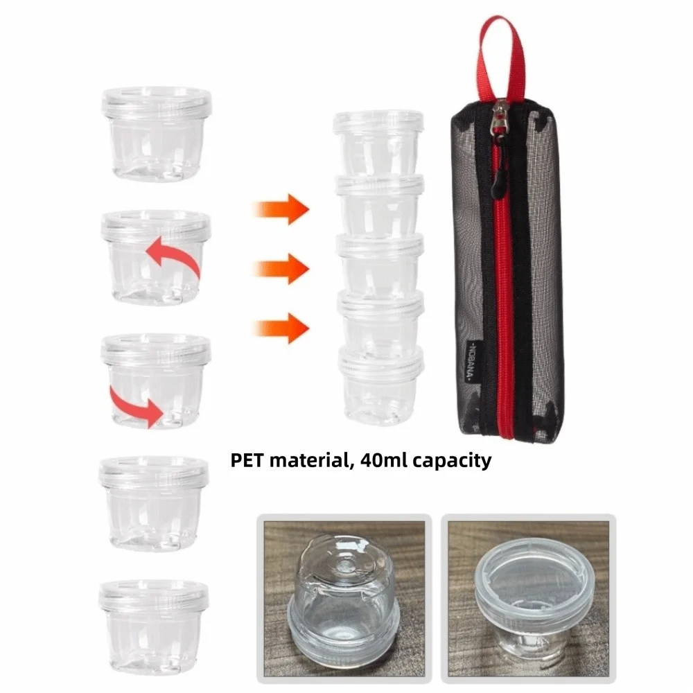 Portable Camping Spice Kit 5 Bottles Container Bag Travel Spice Container Clear Bottles Compact Size Condiment Container