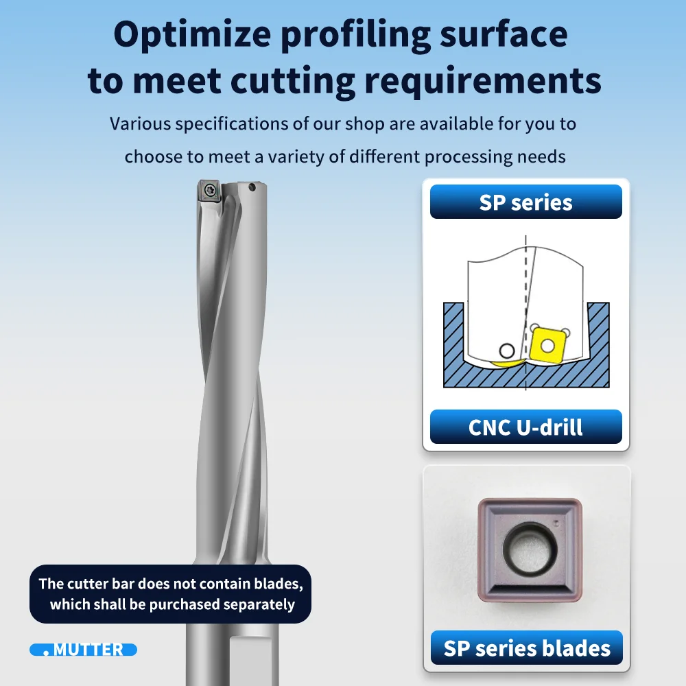 SP Series Drill Bites Insert Drill Metal Drill Bits 13mm-50mm Depth 2D 3D 4D Indexable U Drill Machinery Lathes CNC Water