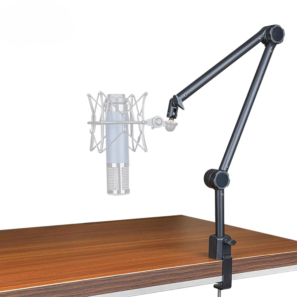 Microphone Stand Extendable Metal Suspension Scissor Arm Stand Phone Camera Fill Light Desktop Mic Clip Holder Tripod