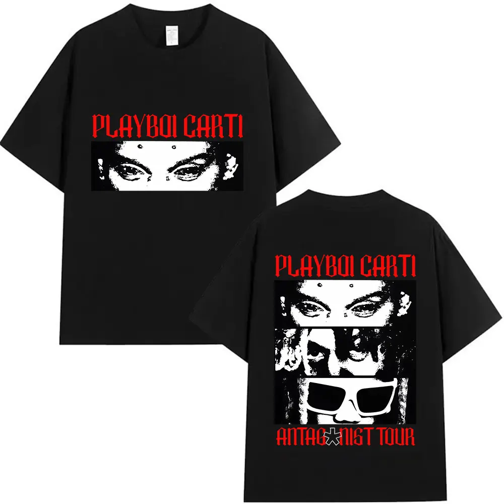 Рэпер PLAYBOI CARTI ANTAGONIST Tour 2025, подарочные футболки для фанатов, мужские свободные хлопковые футболки в стиле хип-хоп с короткими рукавами, готическая уличная одежда