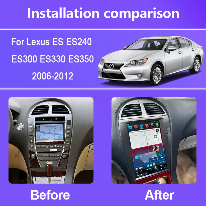 12.8 Inch For Lexus ES ES240 ES300 ES330 ES350 2006-2012 Android14 Octa Core Car Multimedia Player Stereo Receiver Radio 4G WIFI