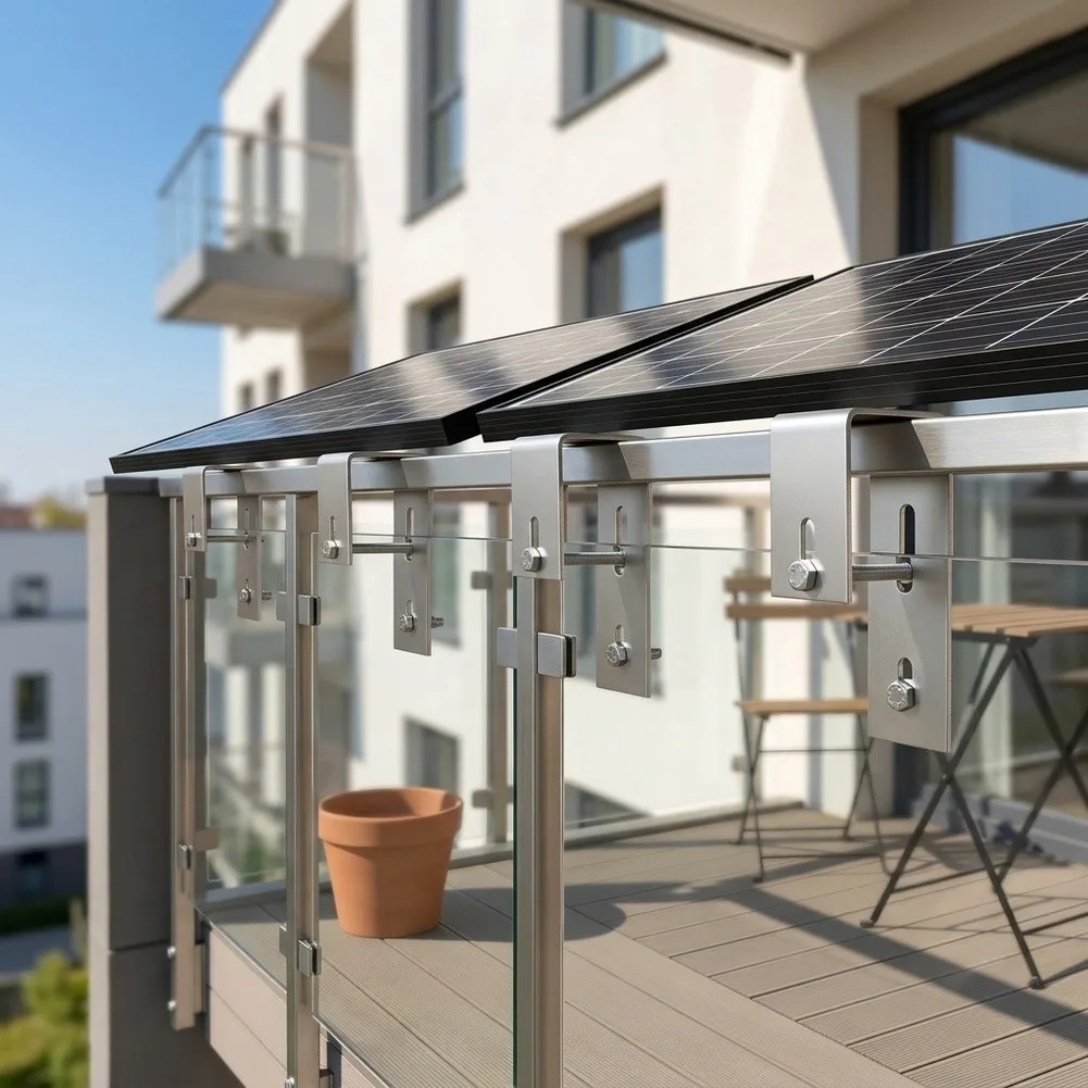 304 Stainless Steel Solar Panel Brackets 4pcs for Balcony Railing Installation No Extra Drilling Needed 5cm Width