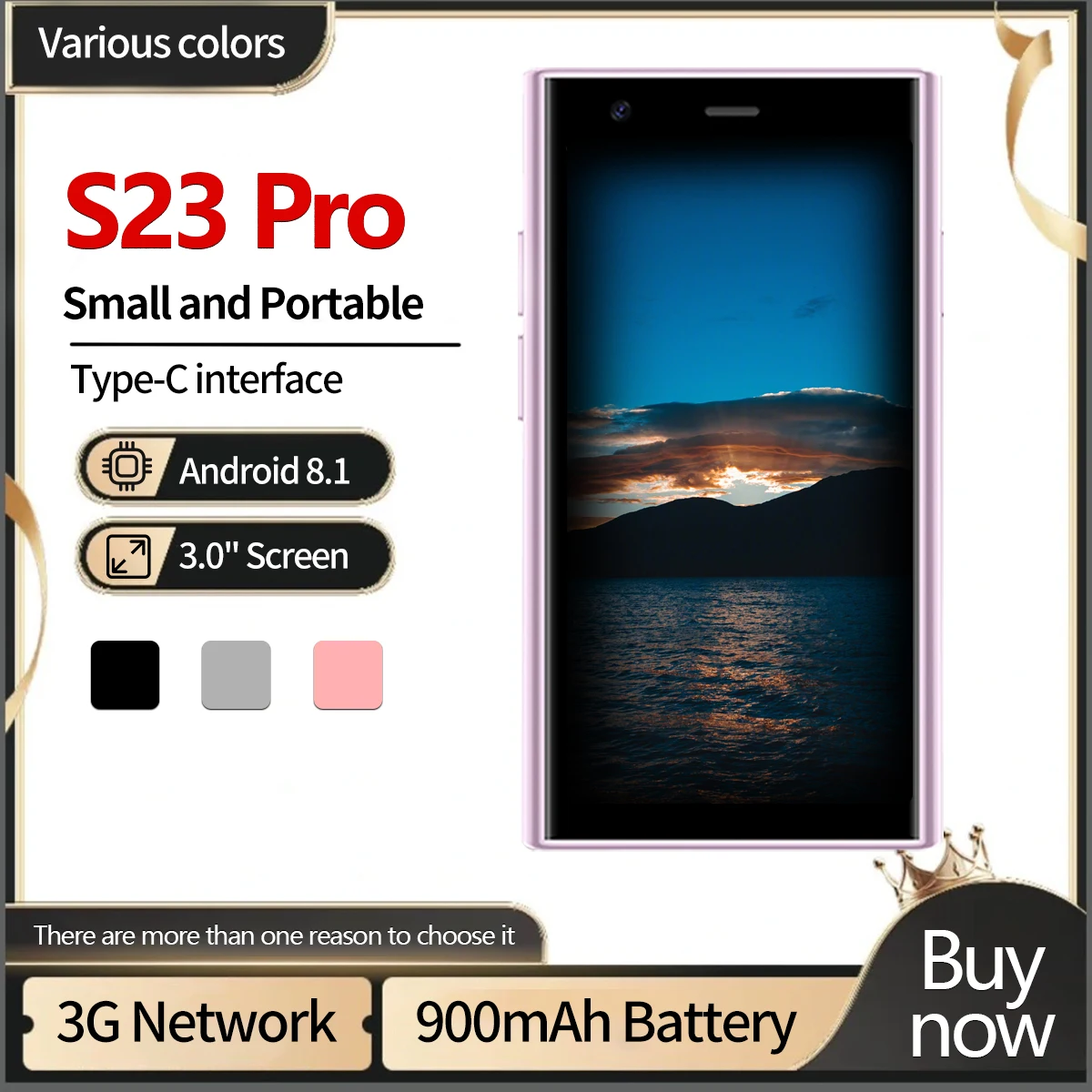 S23 3G All Network هاتف ذكي صغير 3 بوصة Android 8.1 نظام PlayStore ثنائي الشريحة وضع الاستعداد المزدوج جميع الشبكات