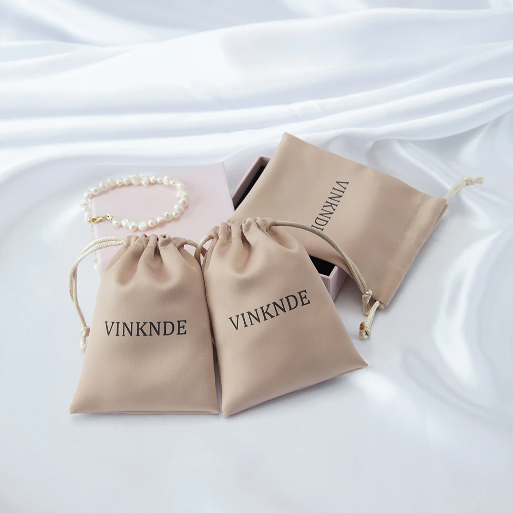 100 قطعة شعار مخصص الخوخ الحرير مجوهرات المنظم الحقيبة هدايا الزفاف الحلوى أكياس للهدايا الصغيرة الساتان الرباط تخزين المجوهرات #4