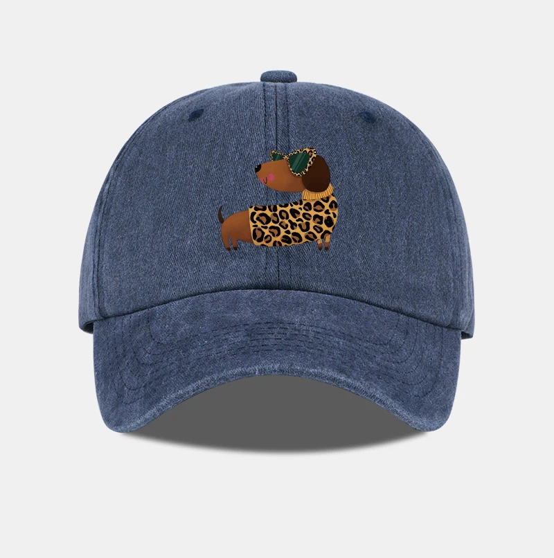 Niedliche und coole Baseballkappe mit Leopardenmuster und Dackel-Motiv – verstellbarer, atmungsaktiver Sonnenhut, perfekt für den alltäglichen Freizeitgebrauch – Detail 5