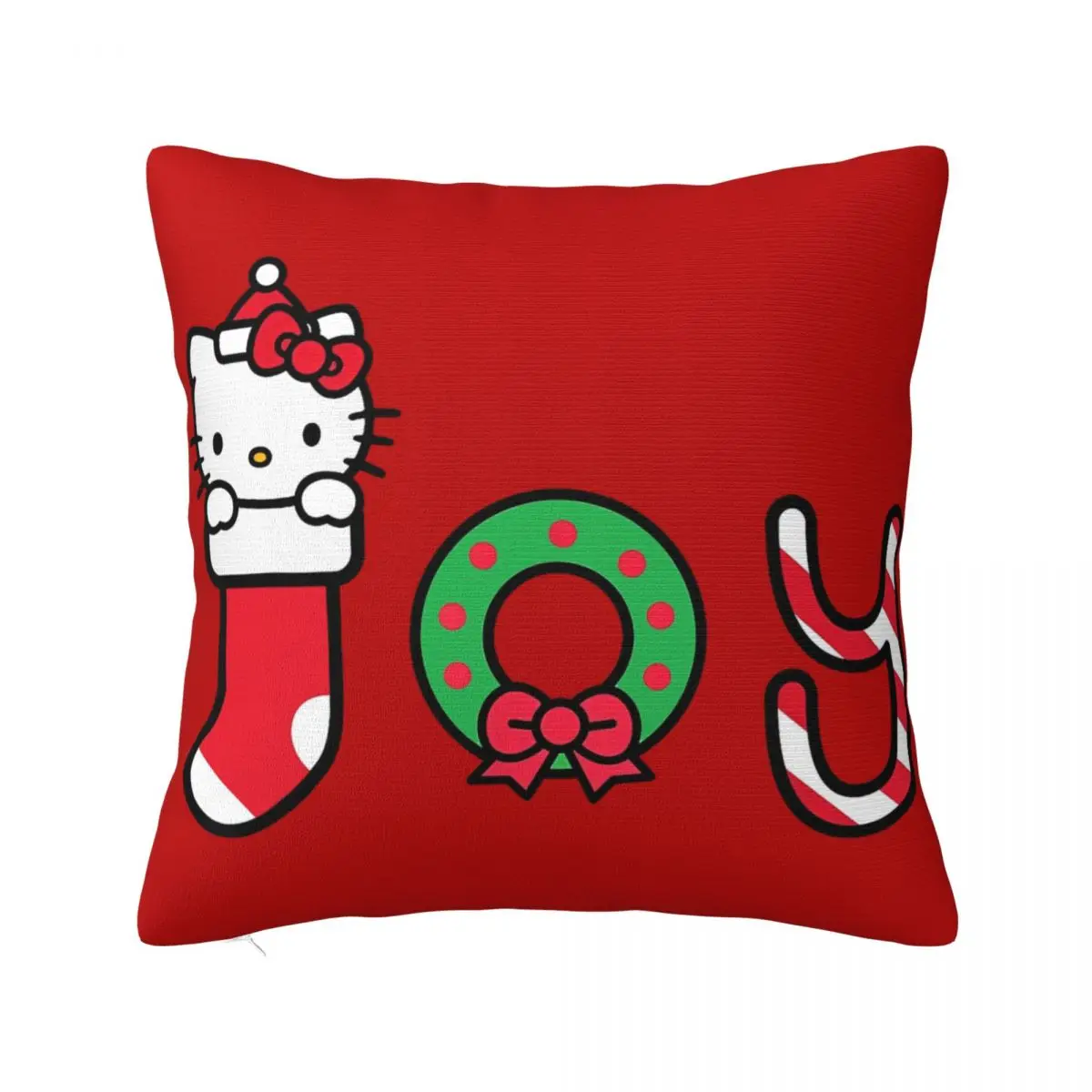 

Hello Kitty Christmas Joy Pillowcase Double-sided Printing Fabric Cushion Cover Gift Throw Pillow Case Cover Home Square 40*40cm
