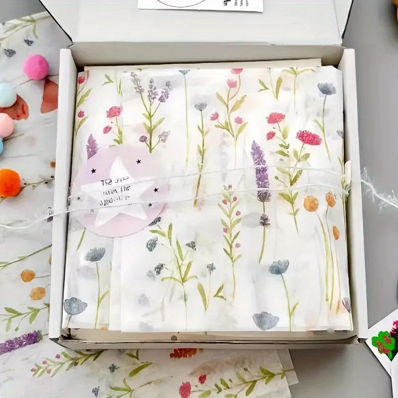 10 Pieces of Flower Gift Wrapping Paper, Recyclable, Suitable for Weddings, Birthdays,Showers,Craft Parties,and Gift Decorations