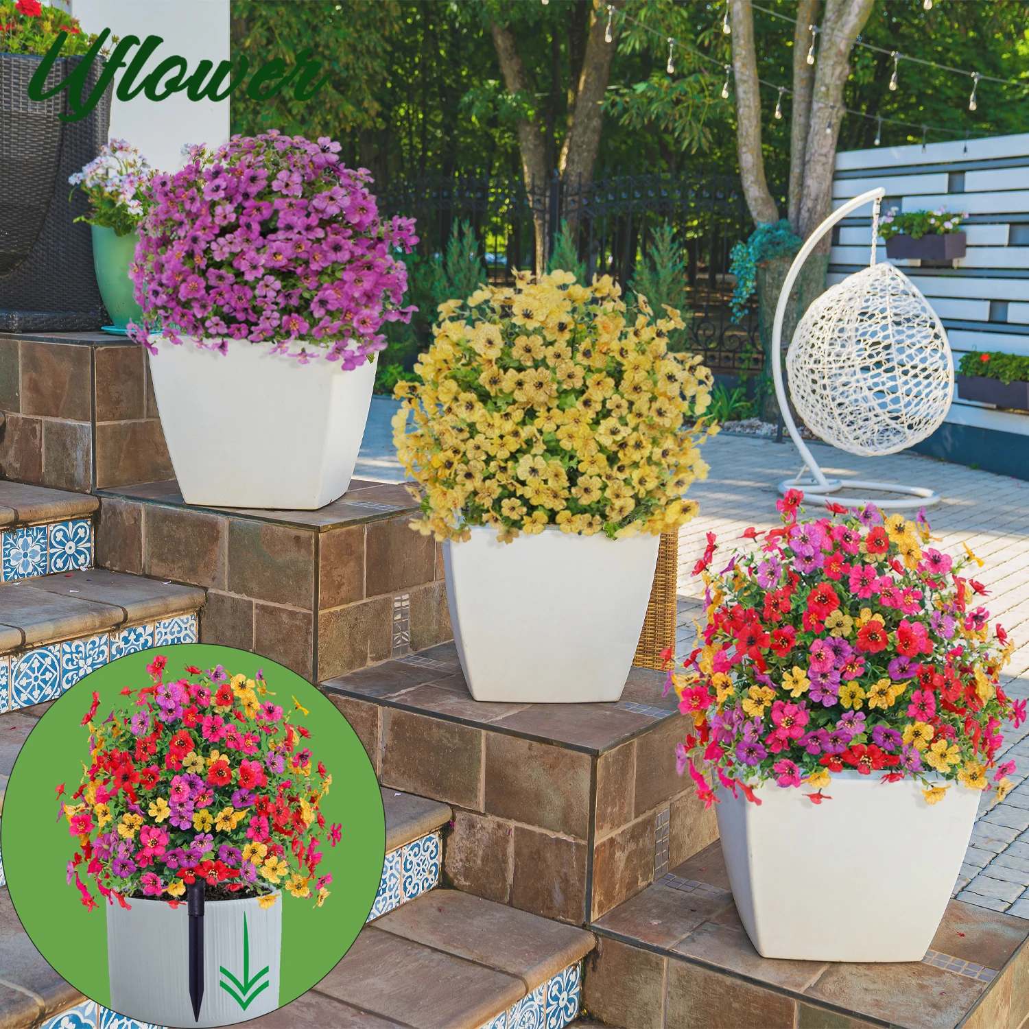 

1/2 шт. устойчивые к ультрафиолетовому излучению искусственные фиолетовые цветочные шары с кольями, реалистичный уличный декор для сада, крыльца, патио, свадьбы, дома