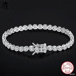 ORSA JEWELS Kadınlar için 925 Ayar Gümüş tenis bilekliği 1.5/2/3mm Kübik Zirkonya El Yapımı Zincir Bilezikler Parti Takı SB143