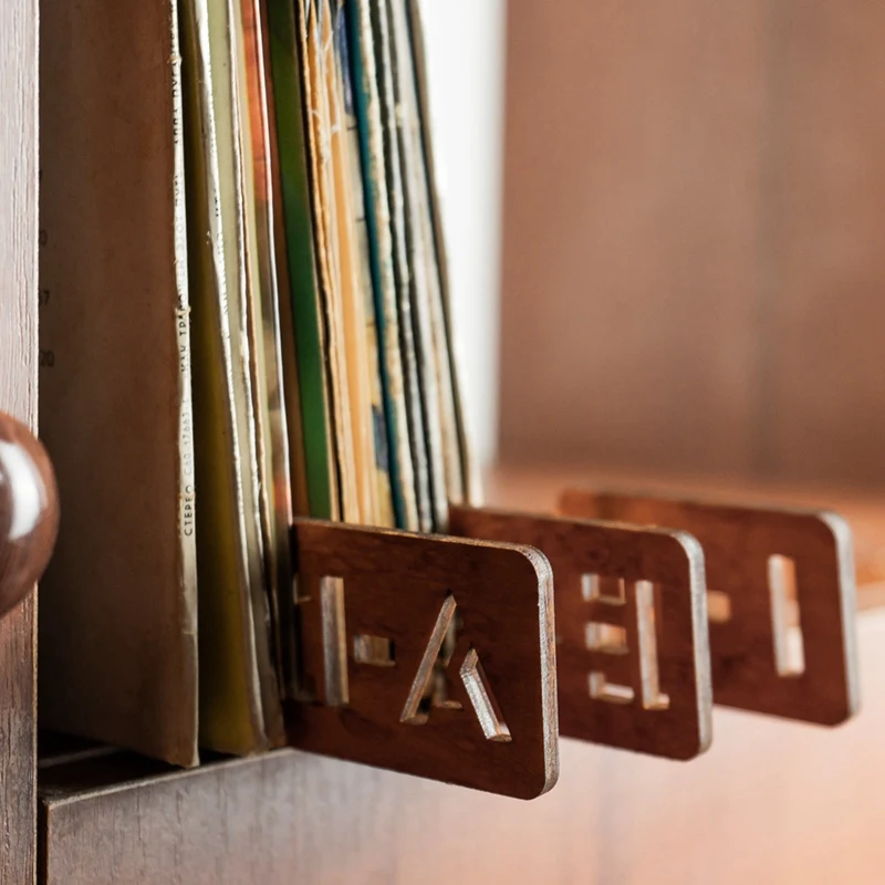 26PCS Wood Record Dividers, Alphabetical Vinyl Record Storage Dividers A-Z, Record Holder Organizer Guides Durable Easy Install