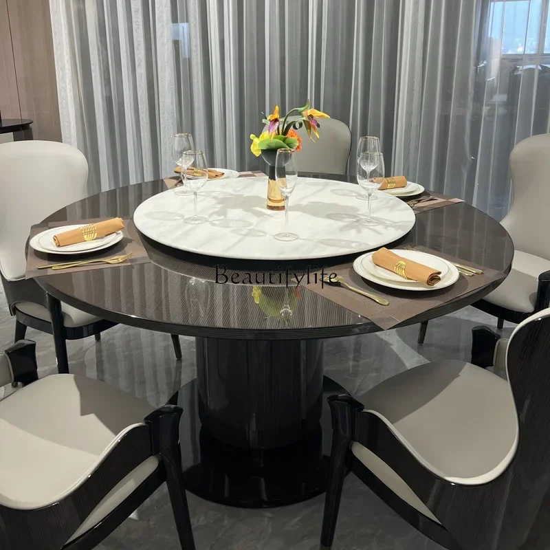 

LXItalian light luxury round table and chair combination villa suite simple round dining tableSSS