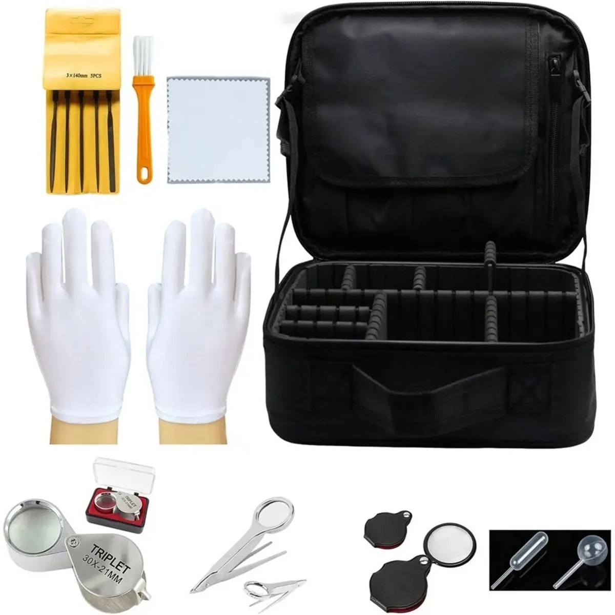 A013 DiamondTester Gold Silver Testing Tool Kit Box, NO Testing Acid Removable Dividers for Gold 10K-24K Jewelry