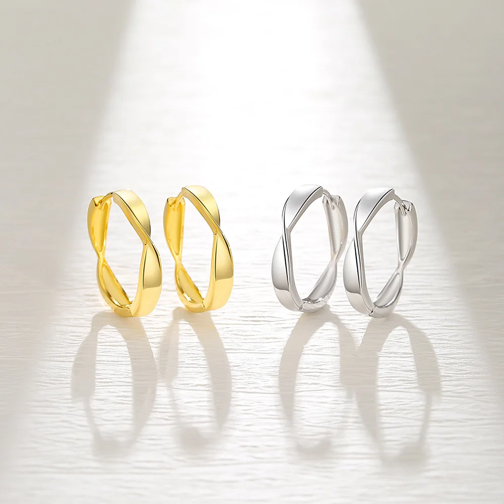

925 Sterling Silver Mobius Mirror Geometric Earrings Women's Luxury Earrings Jewelry