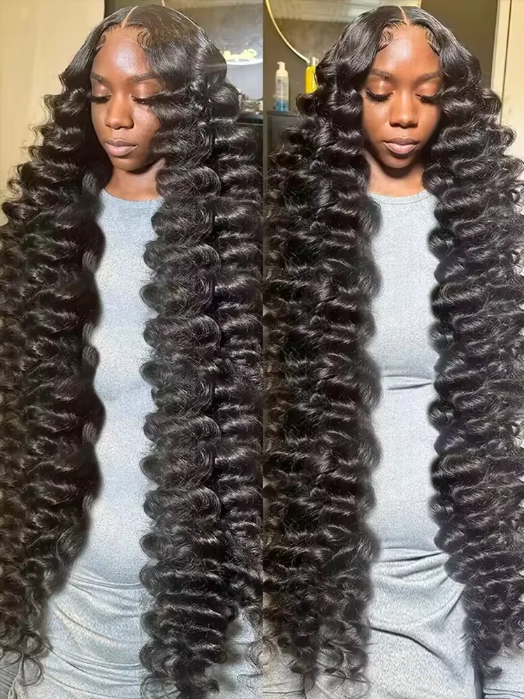 IRoshion, pelucas de cabello humano con encaje Frontal HD 13x6 ondulado suelto de 30 pulgadas, pelucas brasileñas de 220% onduladas profundas, peluca Frontal de encaje 13x4 para mujeres