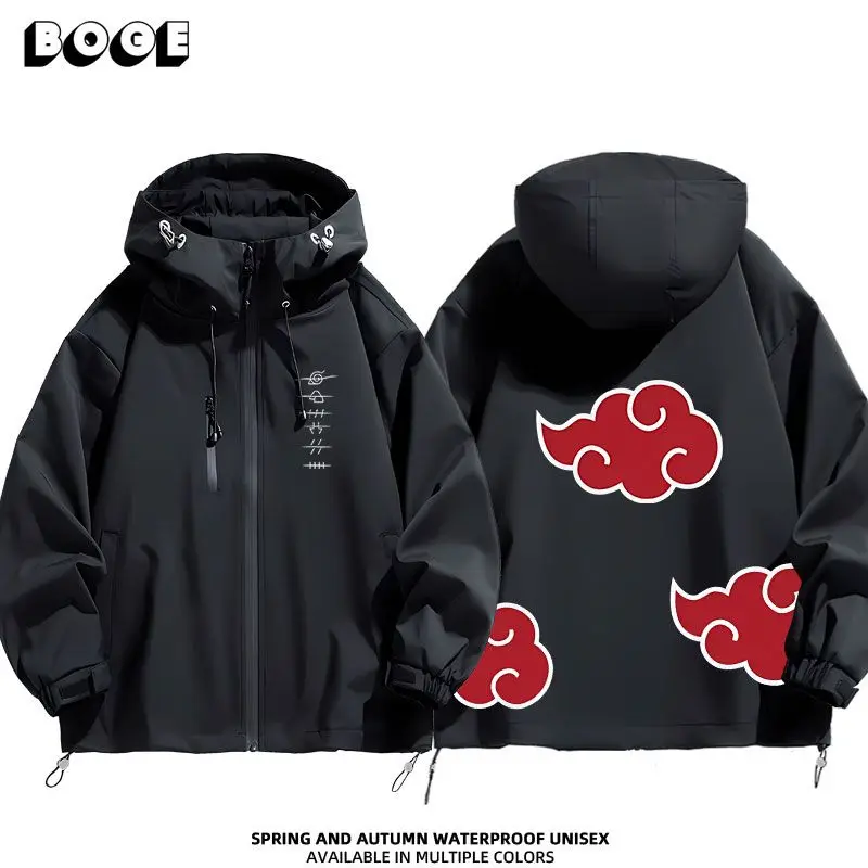 Naruto Akatsuki anime cartoon cute windbreaker anime style for boys and girls couples spring and autumn hooded coat jacket gift view 5
