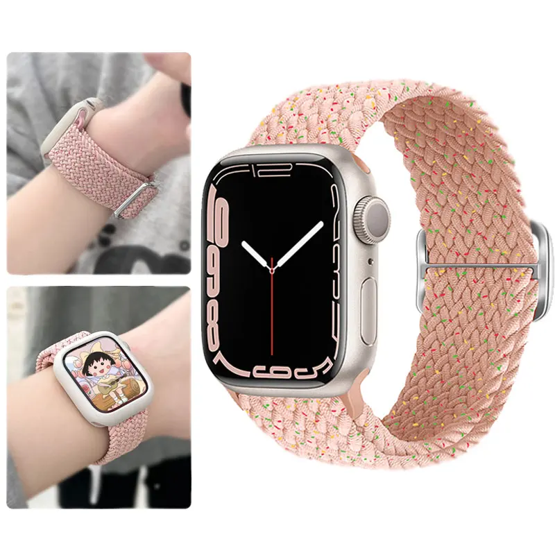Braided Solo Loop For Apple Watch Band Ultra 42mm 46mm 49mm 45mm 41mm 44mm Elastic Nylon Bracelet iWatch series 10 9 8 7 6 strap image 2