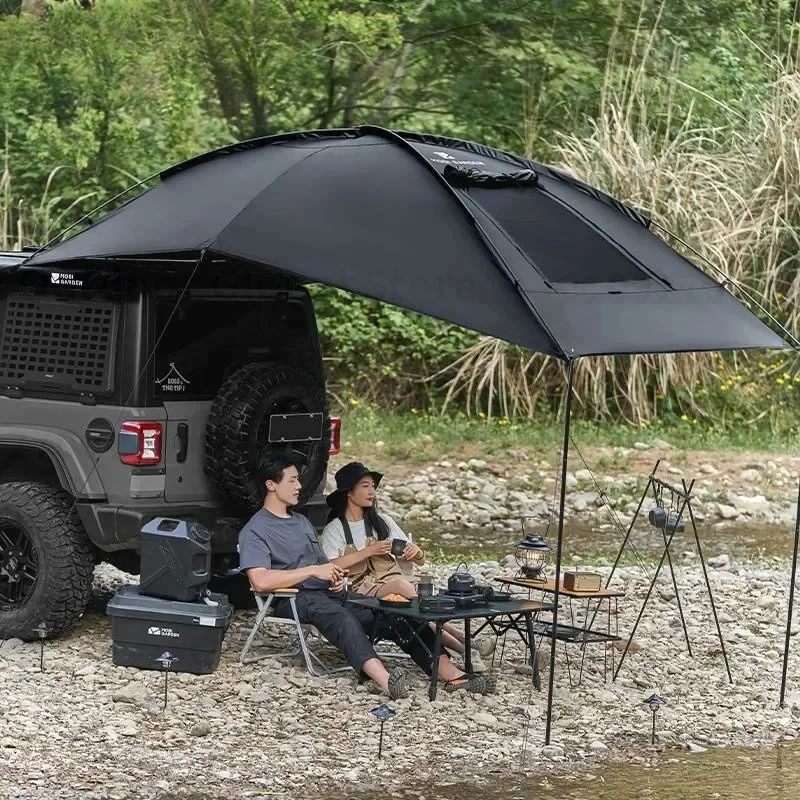 Sun Protection Canopy Tail Tent Car Rear Tent Suitable Outdoor Camping Picnic Black Coated Tarpaulin Waterproof