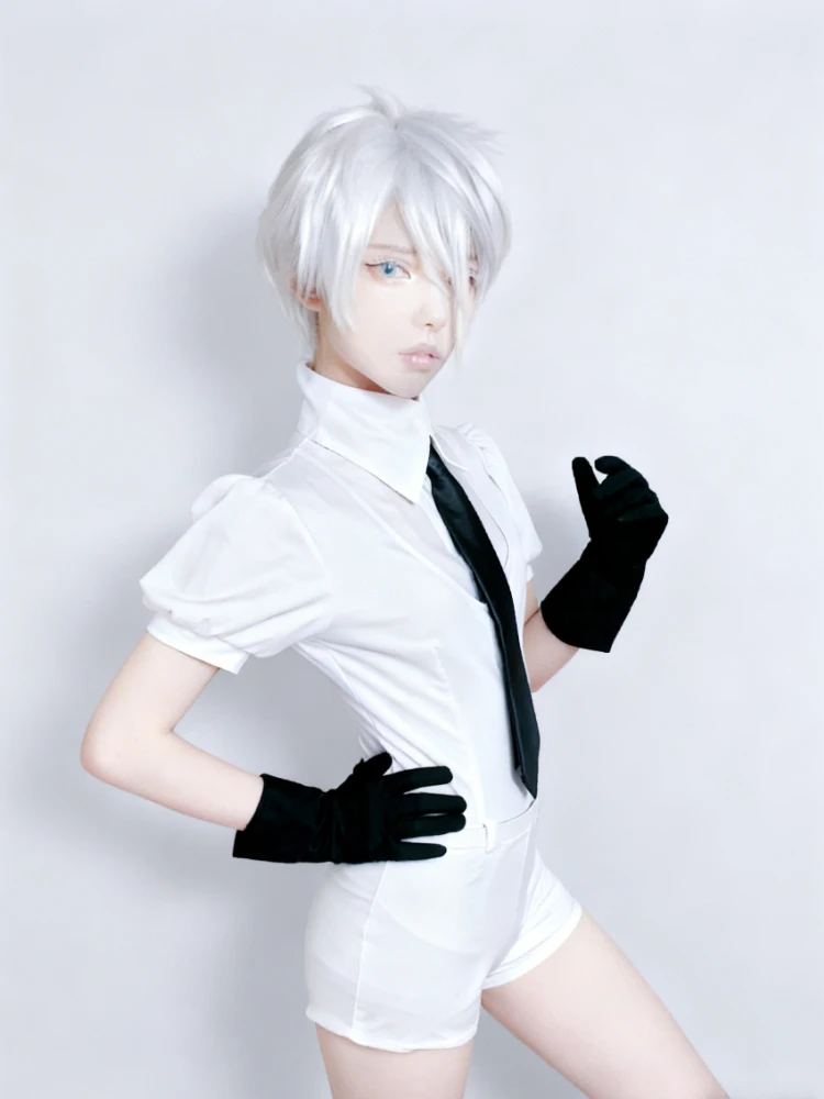 Japanese Anime Land of The Lustrous Diamond Houseki No Bort Kuni Jade Yellow Cosplay Costume Playsuit Outfits Uniforms Suits Wig