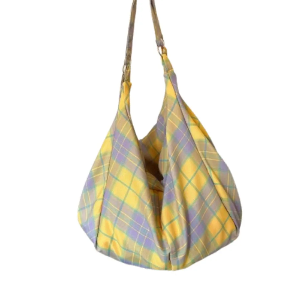 

Trendy Retro Plaid Tote Bag Colorful Plaid Canvas Underarm Bag Large Capacity Shoulder Bags Single-shoulder Bag Work