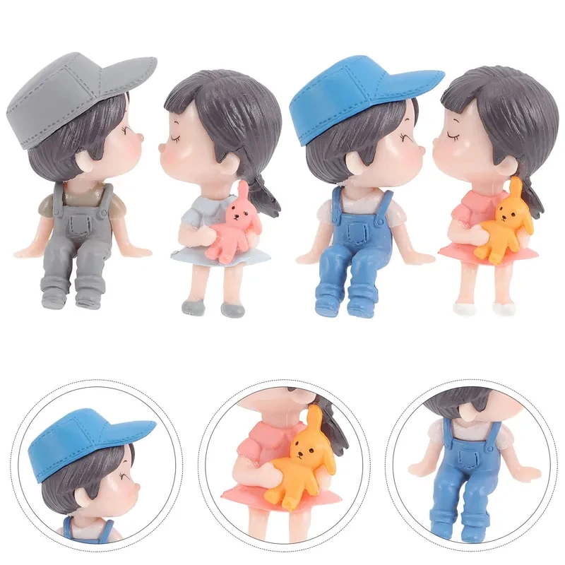 1-4Pairs Car Couple Statue Romantic Kiss Design Premium Resin Dashboard Decoration For Auto Interior Home Office Desk
