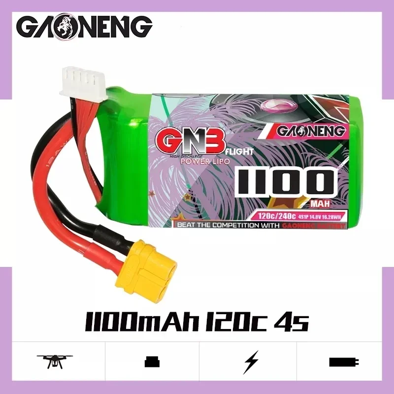 GAONENG GNB 1100mAh 120C 4S 14.8V 6S 22.2V akumulator do RC LiPo z wtyczką XT60 lekki nowy Model wysoki wskaźnik C dla dron zdalnie sterowany FPV