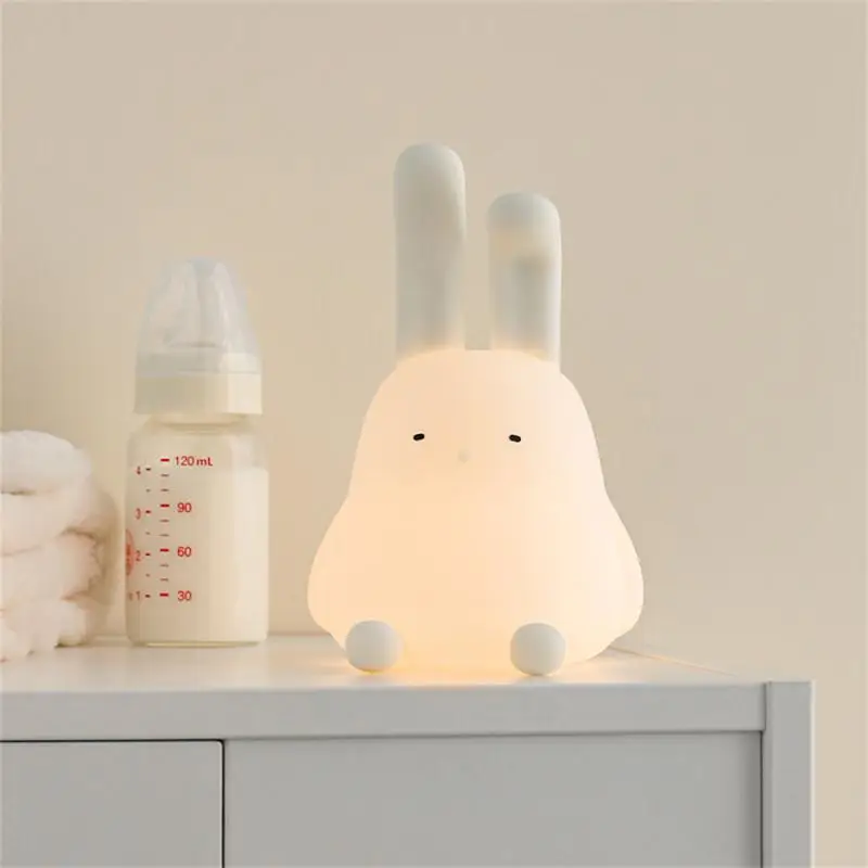 Mobile Phone Holder Led Night Light Timed Lighting Folding-eared Rabbit Sleep Light Foldable Nightlight Warm Light Silicone Lamp