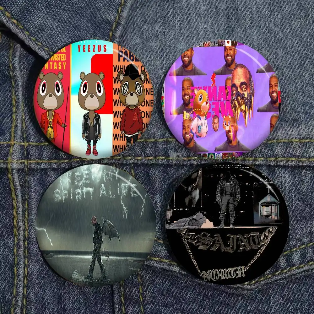 كاني يي ويست مغني الراب لينة زر دبوس شارة معدنية مستديرة التلبيب دبوس أجزاء هدية أصدقاء طفل المجوهرات