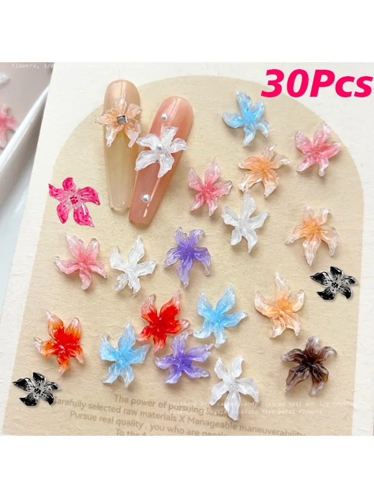 Breloques pour Nail Art, fleurs acryliques 3D douces, fournitures pour pièces de décoration de manucure, accessoires de décoration d'ongles pliables, 20/30/50 pièces