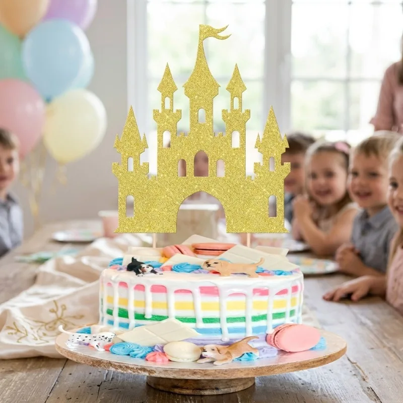 Adorno para Pastel de Castillo de Princesa, Decoraciones para Fiestas de Cumpleaños Infantiles