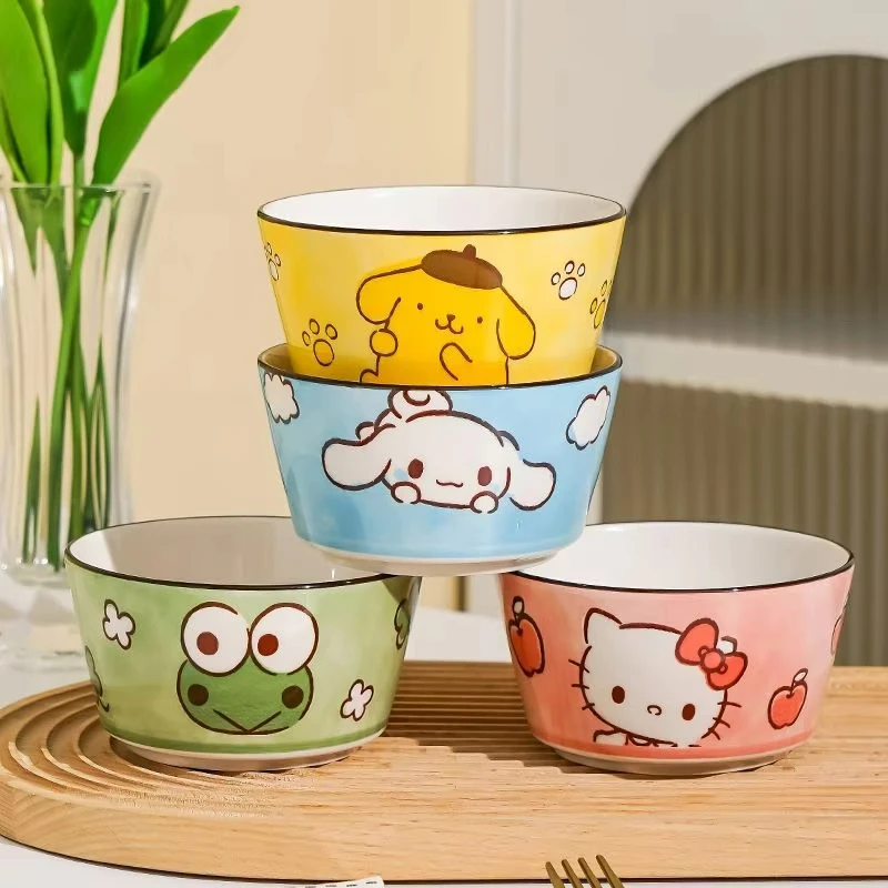 

4.5 Inches Hello Kitty Y2K Kawaii Anime Ceramic Bowl Sanrio My Melody Cute Girl Heart Tableware Creative Rice Bowl Gifts Girls