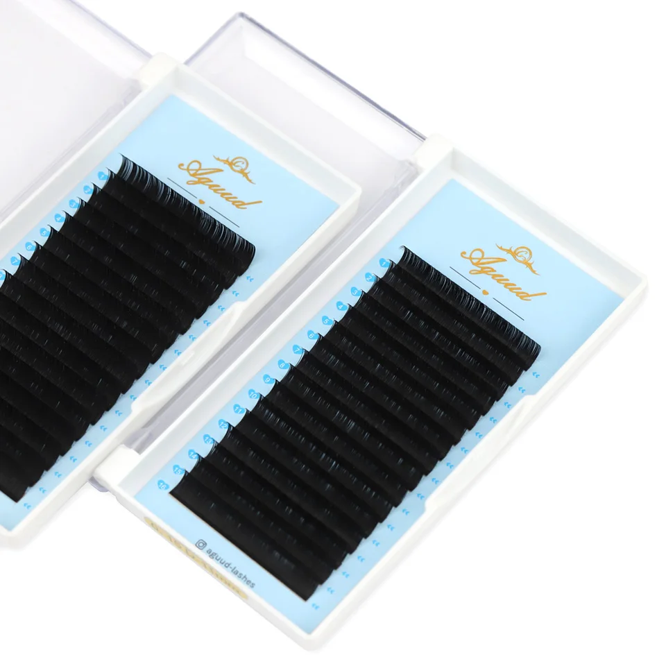 AGUUD 16 Rows Matte Black False Eyelashes Extensions Individual Lashes Extensions All Size 5-25mm Soft Silk Volume Lashes Makeup